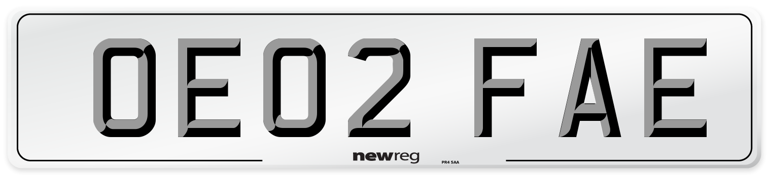 OE02 FAE Number Plate from New Reg